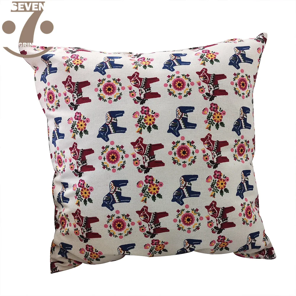 Чехол для подушки с милым мультяшным разноцветным рисунком лошади 43x43 см