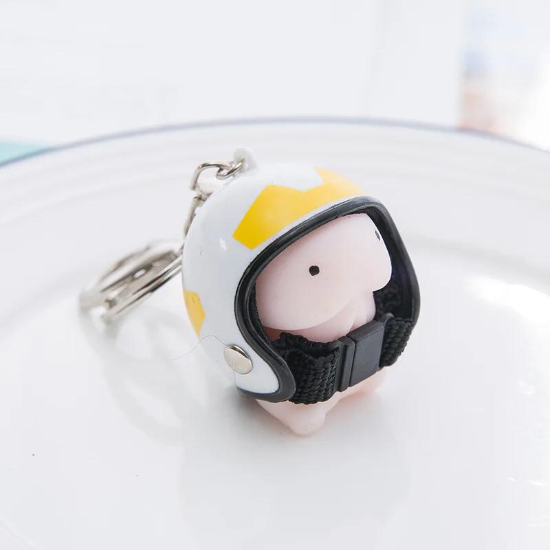 

Cartoon Ding Ding Anti Stress Squishy Toys Dingding With Helmet Keychain Tintin Key Ring Pendant Novelty Funny Couples Gift Hot