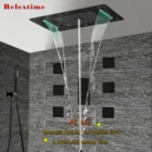 Черная матовая многофункциональная утопленная термостатическая полная Душевая система с шероховатым клапаном светодиодсветодиодный потолочная насадка для душа