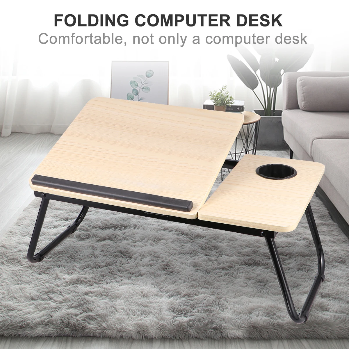 1PC Folding Computer Desk 4 Levels Adjustable Lift Book Laptop Stand Cup Tray Table for Bed Sofa Home computer desk | Мебель