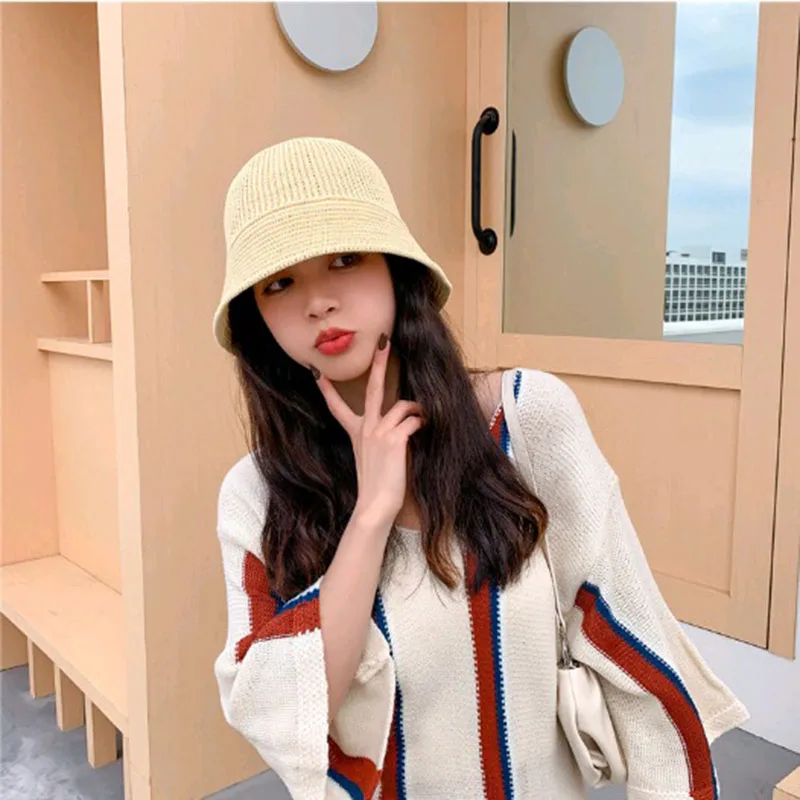

Casual Solid Color Women Bucket Hats Korean Summer Hat Lovely Sunshade Sunscreen Female Fisherman Hat Ice Silk Basin Hat