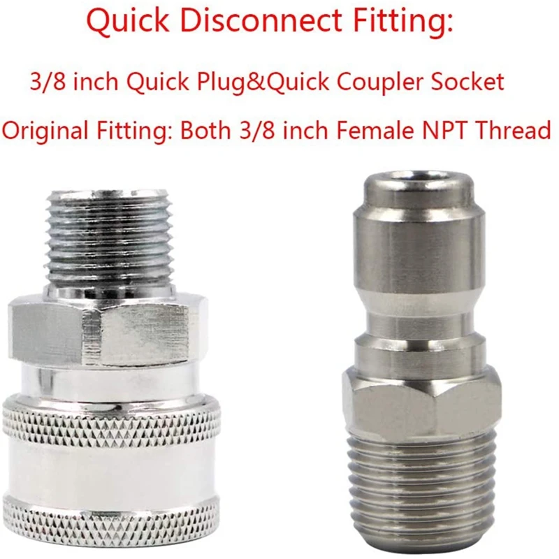 

High Pressure Ball Valve Kit for Pressure Washer Hose, 3/8-Inch MNPT Plug x 3/8-Inch FNPT Quick-Connect, 158F 4500 PSI