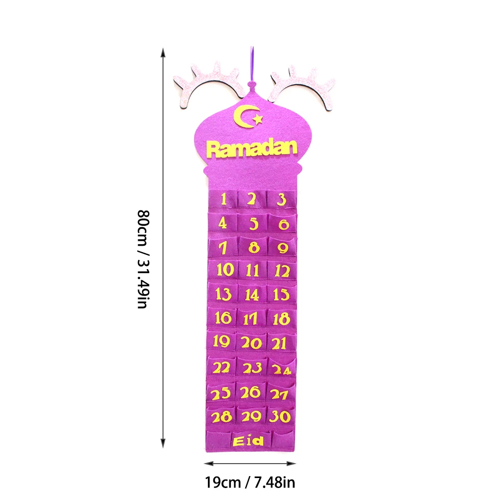

Eid Mubarak Countdown Calendar 2021 Felt Ramadan Calendar 30 Days Countdown Calendar Decorative Hanging Bag