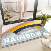 ins nordic cartoon doormat carpet bath rug soft plush water absorption lucky rainbow star sky door mat bathroom anti skid pad