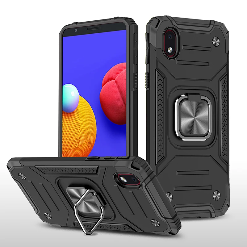 

JONSNOW Shockproof Case for Samsung A01 Core A02 M02 A02S A10 A12 Armor Ring Magnetic Car Hold Soft Bumper Case PC TPU Cover