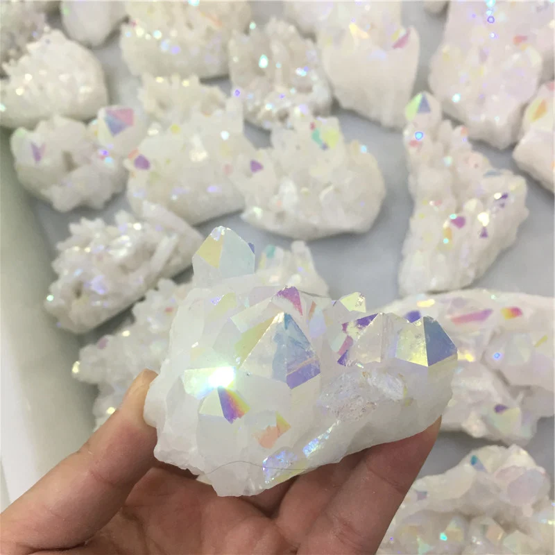 Хит продаж! 50 70 г натуральный белый кластер с кристаллами ангельская Аура