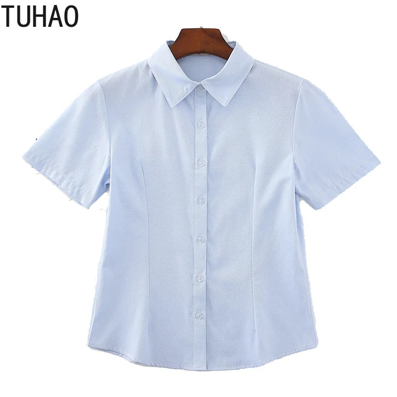 

TUHAO Elegant Office Lady Blouse Shirt 2021 Professional 9XL 8XL 7XL 6XL Shirt Oversized Tops Short Sleeved Blusas Mujer WM19