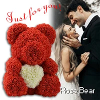 hot sale red bear rose artificial flowers teddi bear of rose decoration valentine christmas day gift for women dropshipping