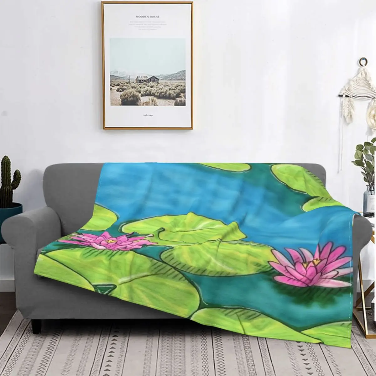 

Manta de lirios de agua, colcha de cama a cuadros, cubierta de playa, manta doble, a cuadros y fundas