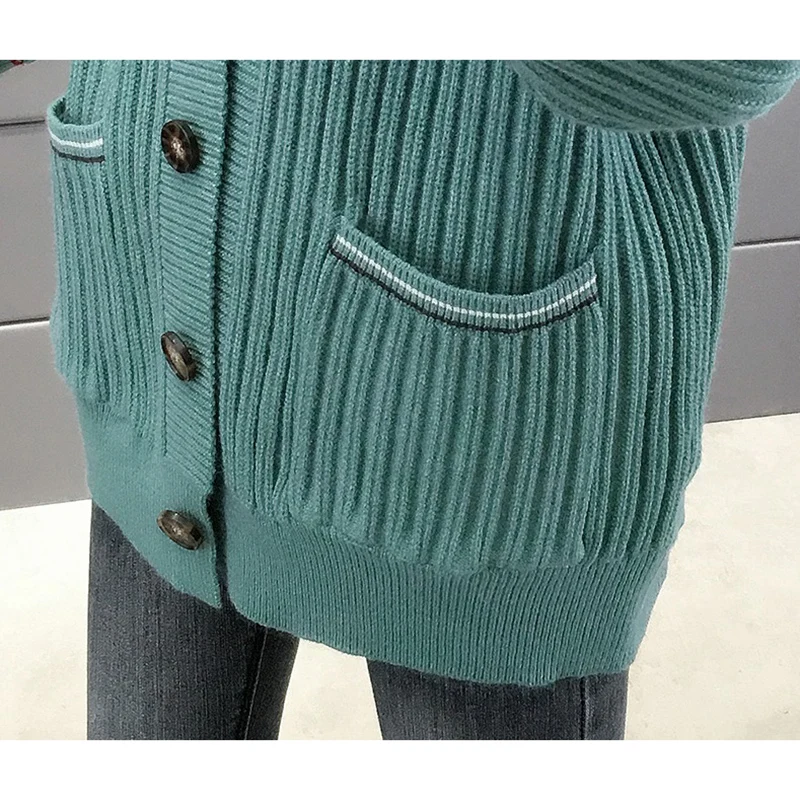 

Spring Autumn Knitted Cardigan Jacket Female Sweater Fashion Loose V-Neck Outer Wear Women Korean Single-Breasted Sweater Lady