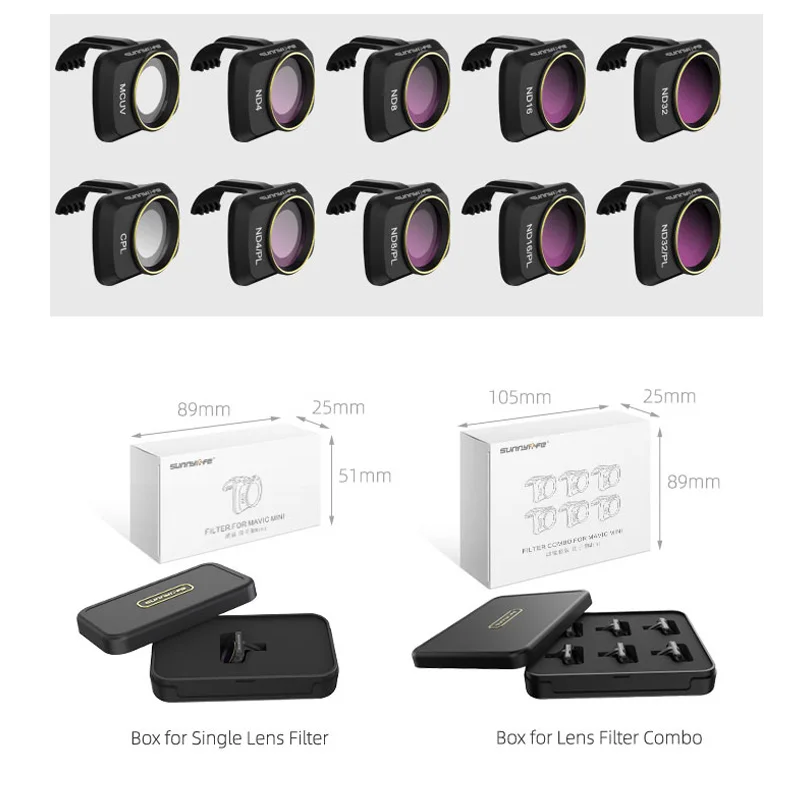 Фильтр объектива камеры MCUV ND4 ND8 ND16 ND32 CPL ND/PL набор фильтров для DJI Mavic Mini 2