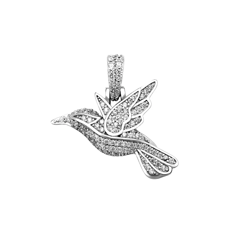 

S925 Sterling Silver Bling Ice Out CZ Stone Pigeon Bird Pendants Necklaces for Women Charm Jewelry Drop Shipping
