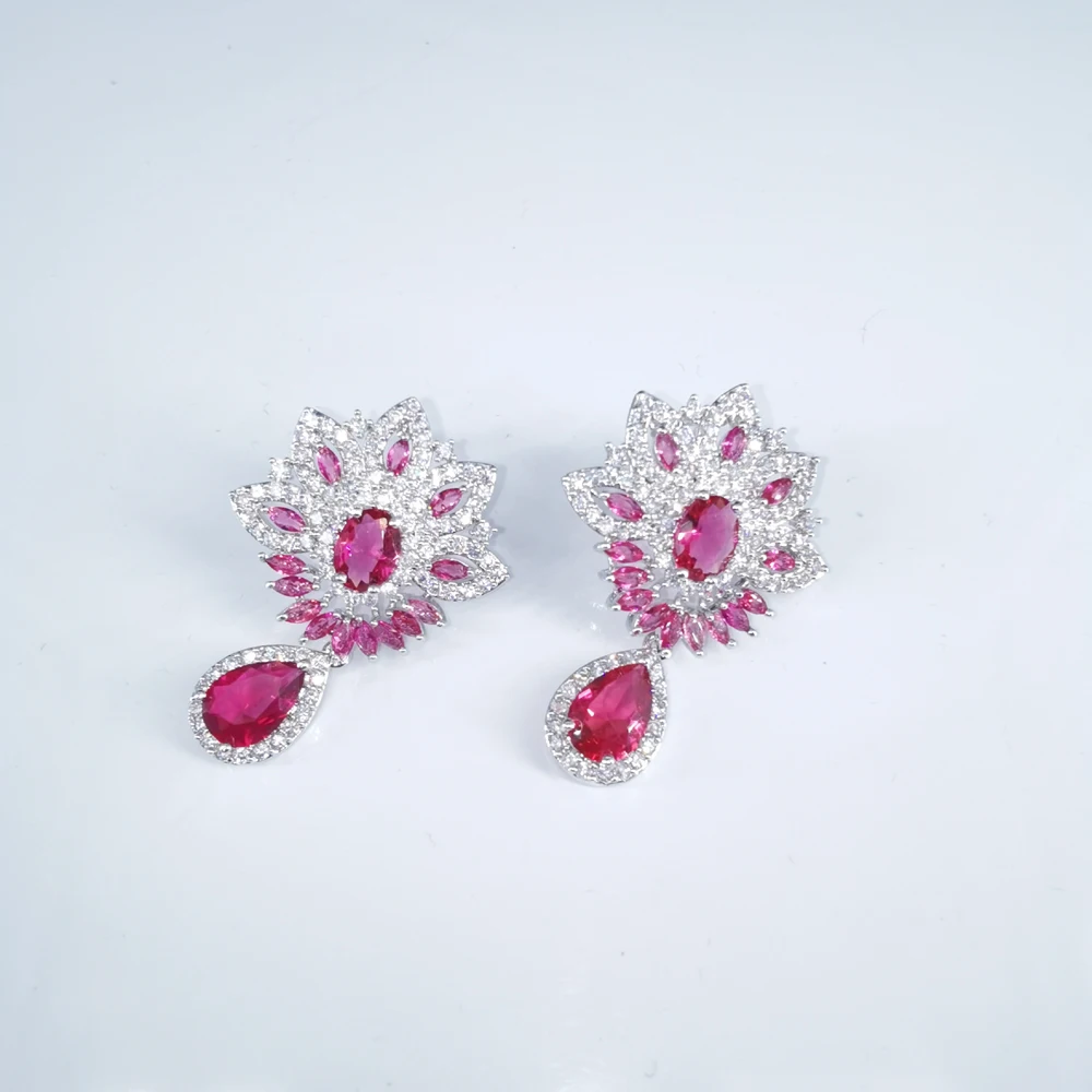 Новинка модное ретро красное циркониевое ожерелье серьги браслет кольцо для