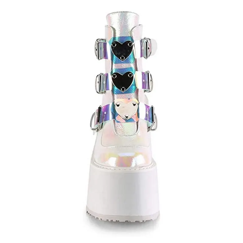 

2020 Metal Buckle Ankel Boots Women Punk Female Platform Boots Women Wedges High Heels Wedges Boots Botas Mujer