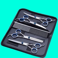 6pcs grooming scissors cat stainless steel hair animal cutting pet dog curved thinning groomer shear sharp edge cutter comb kit