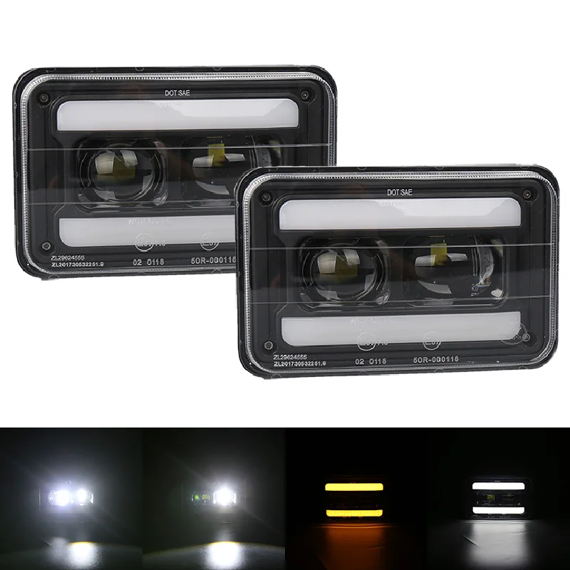 

4x6inch Square LED Headlight Hi-Lo Sealed Beam Waterproof Work Light Spotlight for Chevrolet Car Truck SUV Auto Parts