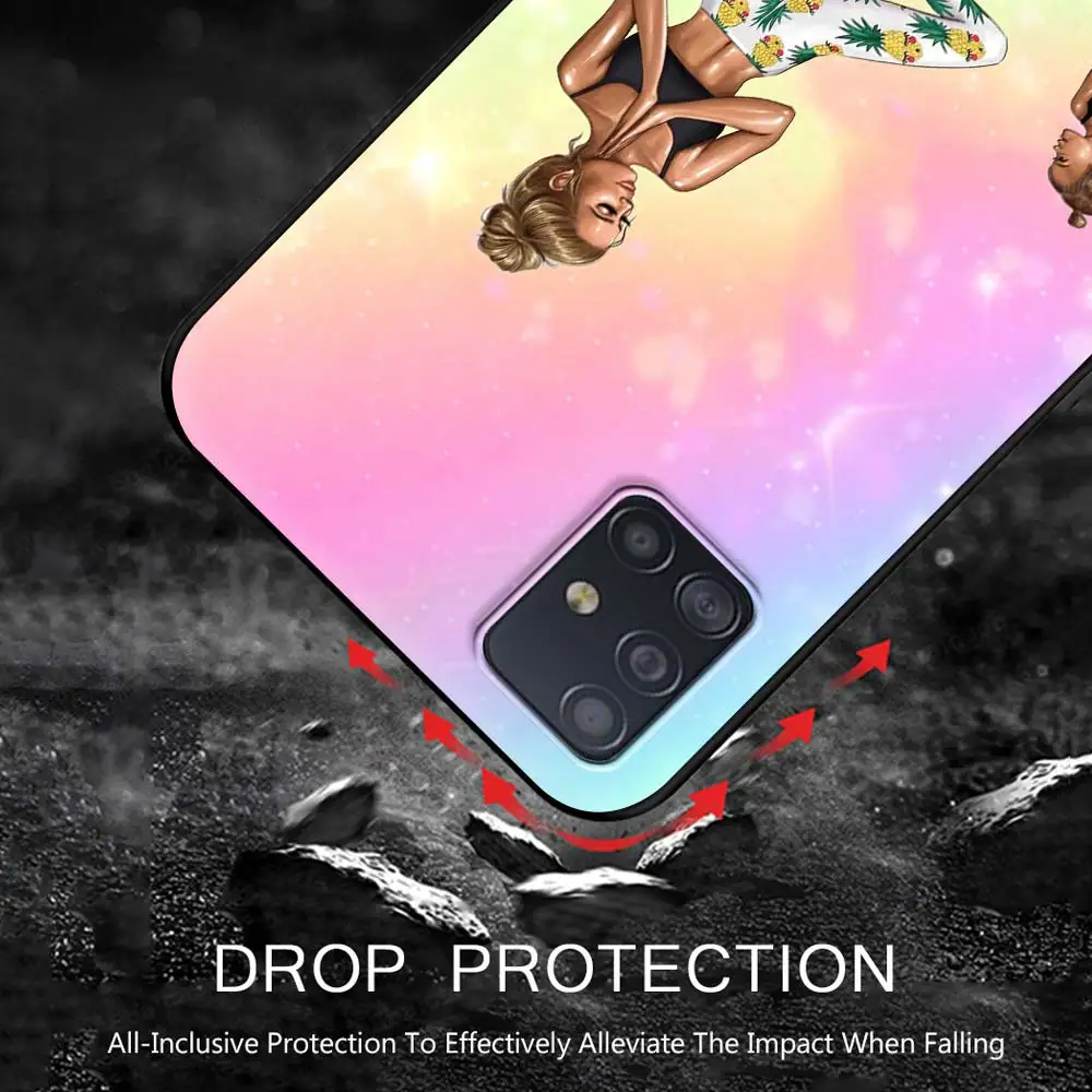 

Phone Case for Samsung Galaxy A51 A71 A70 A50 A40 A20s A30 A10s A20e A10 A02s A01 Cover Black Brown Hair Baby Mom Girl Queen