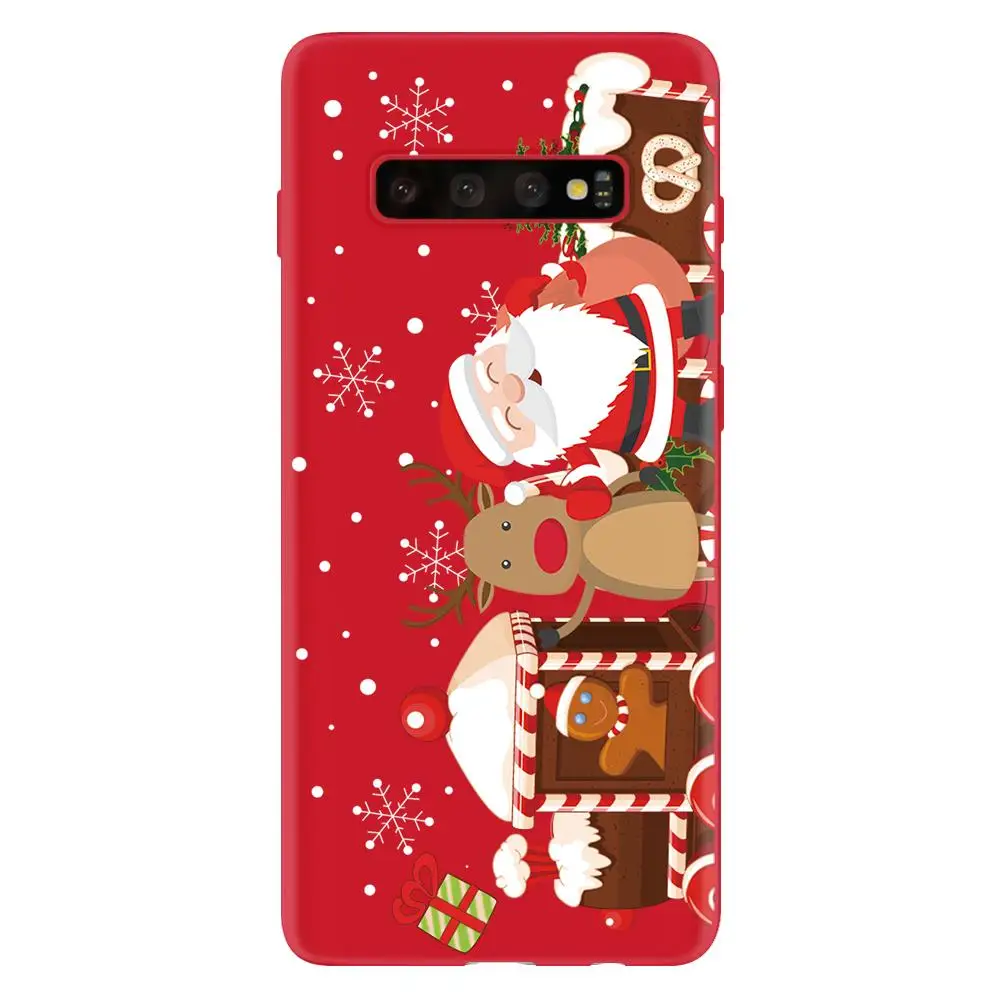 Рождество год мультяшный чехол для samsung Galaxy S10 S9 S8 S6 S7 Edge Plus S10e J5 J7 J4 J6 плюс задний Чехол из мягкого ТПУ