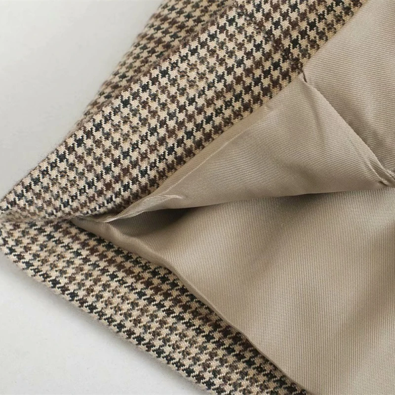 

Female Chic Camel Outwear Viange Woman Loose Cotton Plaid Blazer Coat Spring Fashion Ladies Oversized Soft Jackets