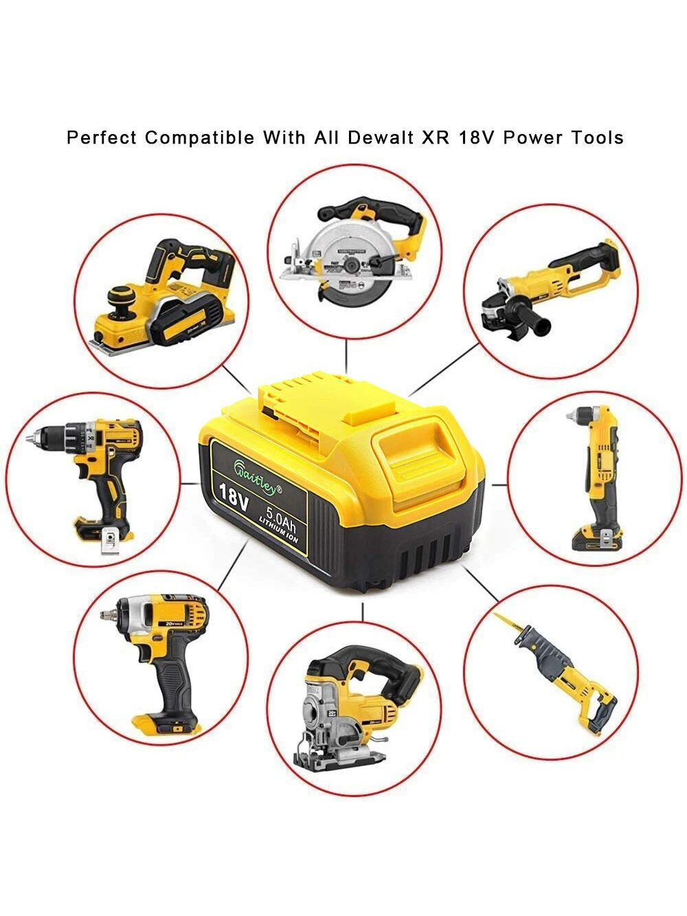 Waitley 18 в 5.0Ah MAX XR батарея Замена для DeWalt электроинструмент батарея DCB184 DCB181 DCB200 20 в 5A 18 вольт 18 В батарея