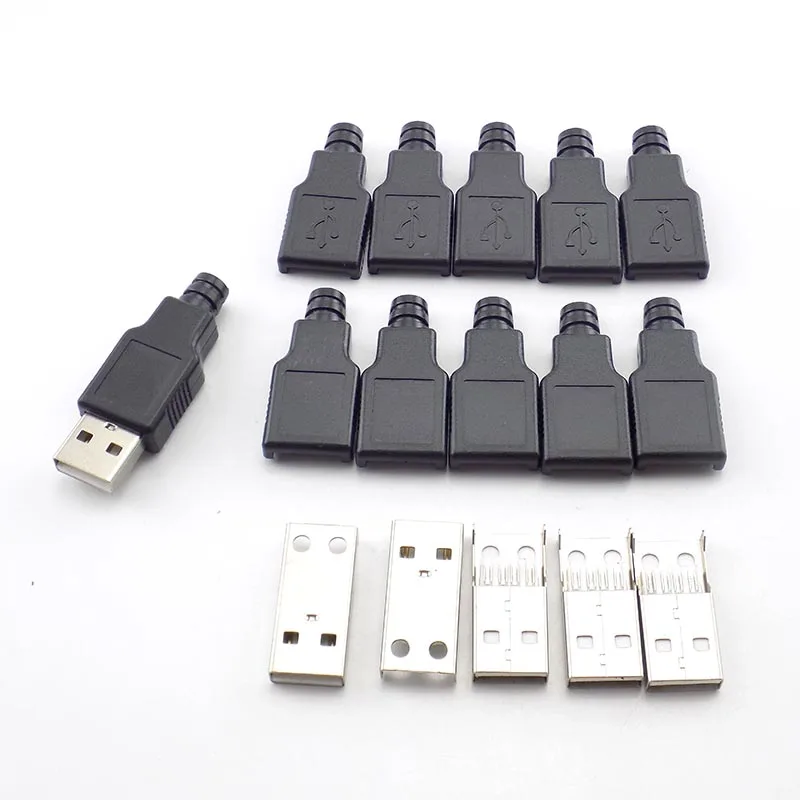 100 шт. тип A штекер Женский USB 4-контактный разъем с черной пластиковой крышкой Type-A