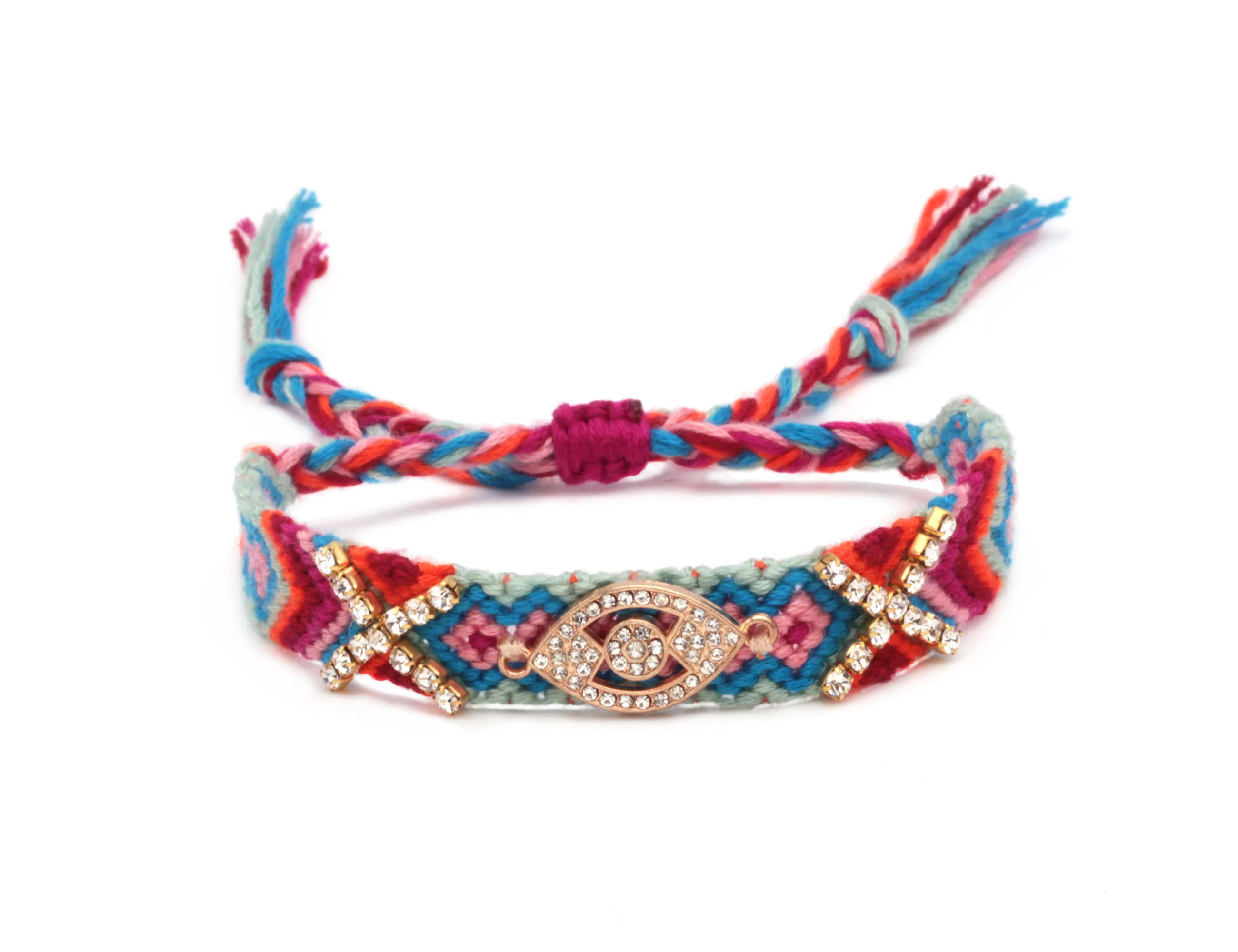 Boho Диаманте сглаза Круглый кактус очаровательный тканый браслет дружбы для