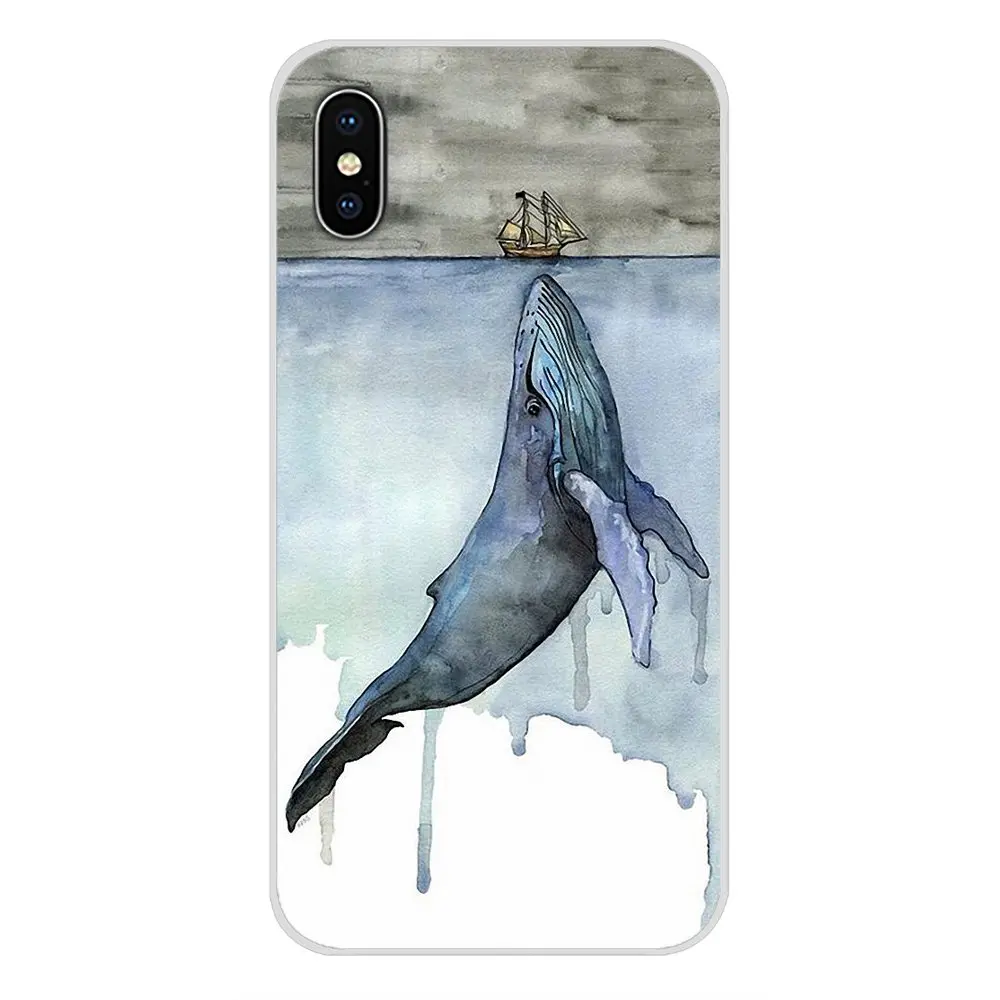 Watercolor Painting Animal Cat Whales Luxury TPU Cases For Apple iPhone X XR XS 11Pro MAX 4S 5S 5C SE 6S 7 8 Plus ipod touch 5 6 | Мобильные