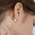 SIPENGJEL модные милые серьги-кольца с одним жемчугом, маленькие круглые серьги-подвески для женщин, ювелирные изделия Huggies 2021