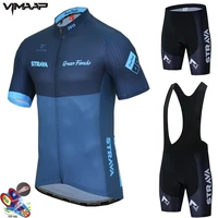 strava 2021 new pro team summer cycling jersey set bicycle clothing breathable men short sleeve shirt bike 19d bib shorts