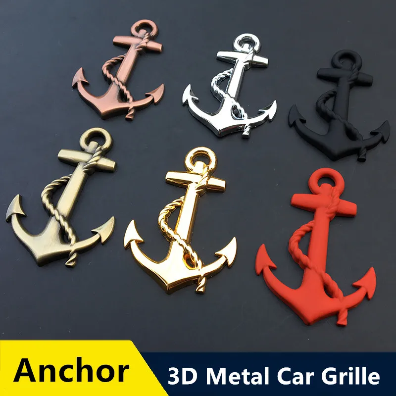 

1PC High Quality Metal Boat Anchor Hooks Car Stickers Navy Emblem Grill Cross Badge Pirate Ship for AUDI BMW Mercedes Benz VW