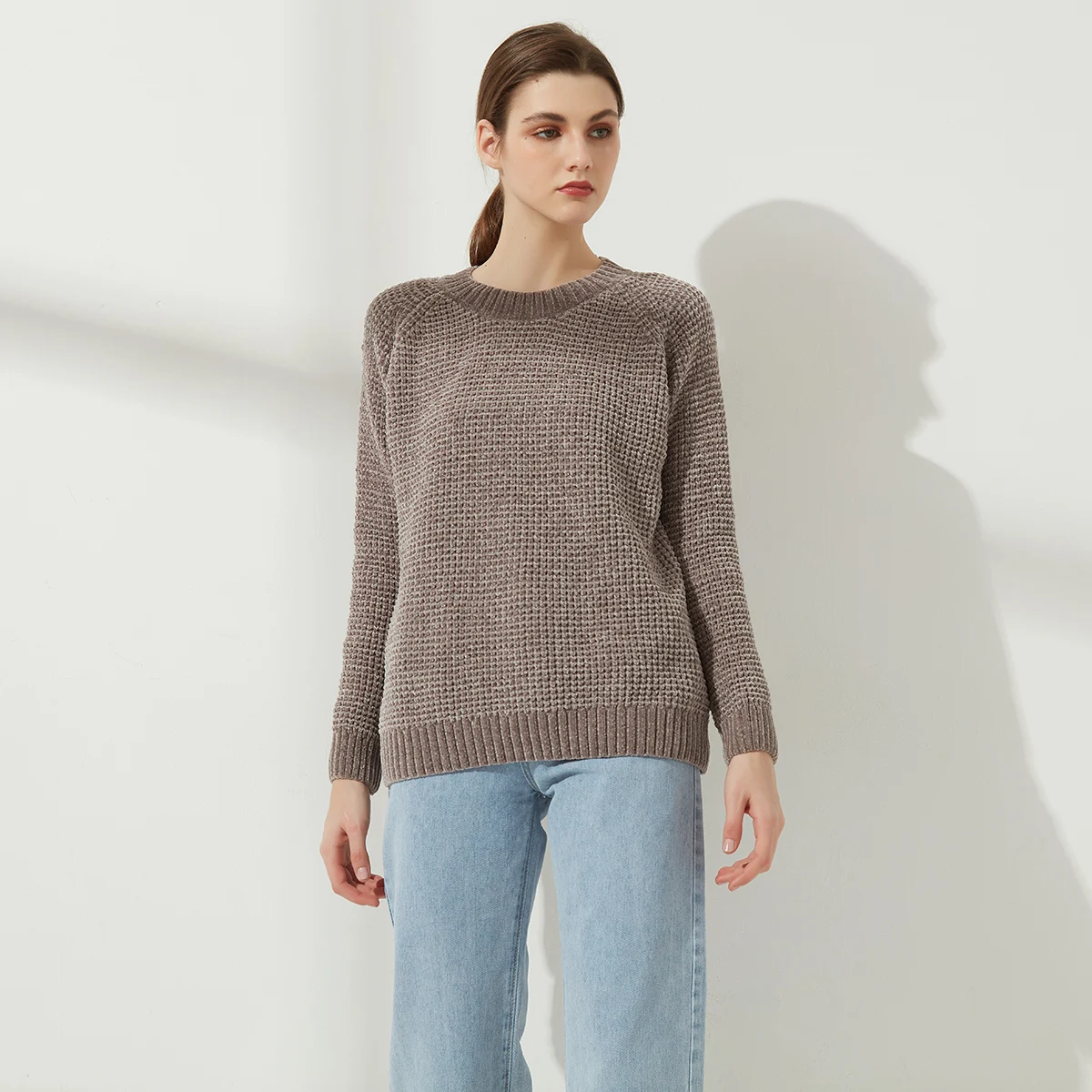 

2022 Wixra Thick Sweater Women Knitted Ribbed Pullover Long Sleeve Casual O Neck Jumpers Chenille Clothing Autumn Winter Hot