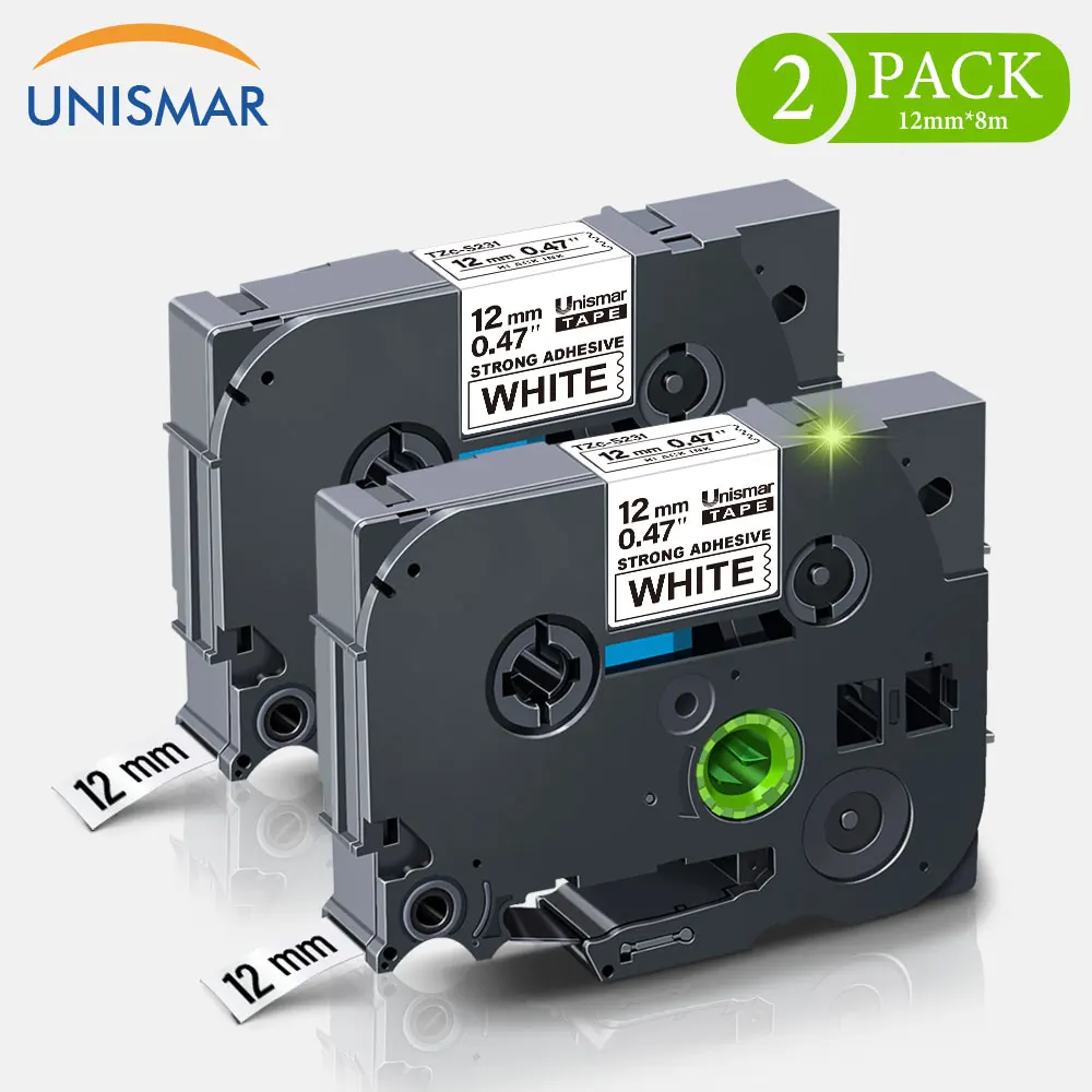 

Unismar Strong Adhesive Label Tape for Brother Tz TZe-S231 TZc-S231 12mmx8m Black on White for Brother P-Touch Cube PT-1000 3PK