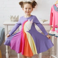 girls long sleeve dress rainbow color patchwork girls ceremony dress prom frocks clothes 1 6year autumn spring baby girls dress