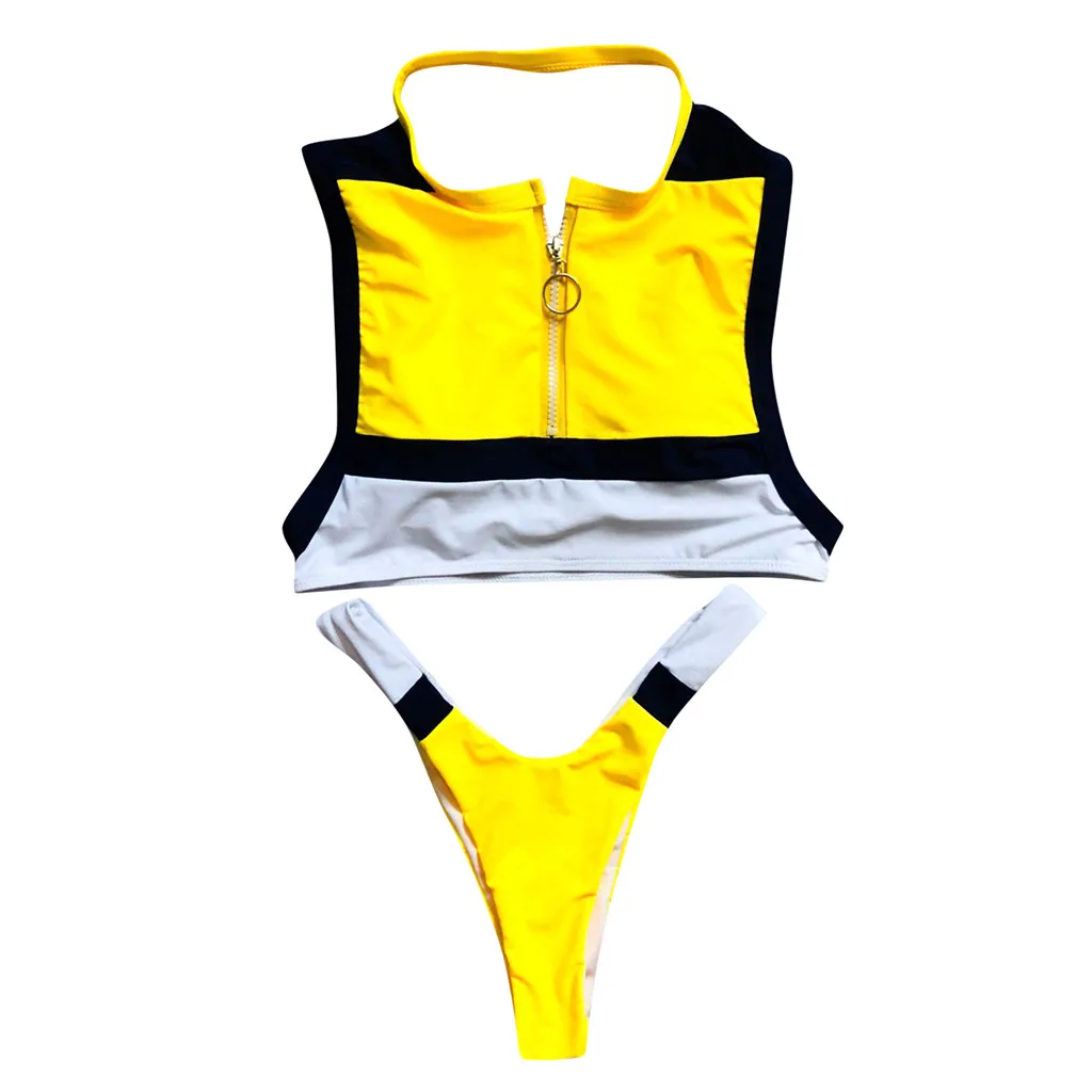 2020 купальный костюм из двух частей женский купальник на молнии монокини