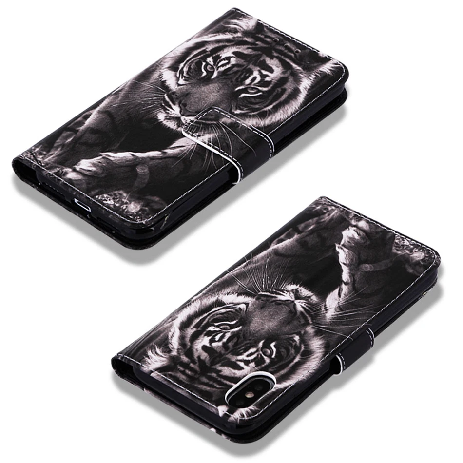 Чехол для iPhone 11 Pro Max Caps С Рисунком Тигра и панды, флип-чехол со слотом для карт, чехол для iPhone XR X XS 6 6S 7 8 Plus 8 Plus, чехол Fundas