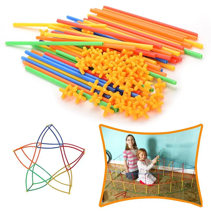 Конструктор 4D сделай сам из соломы пластиковые сборные кубики с прострочкой