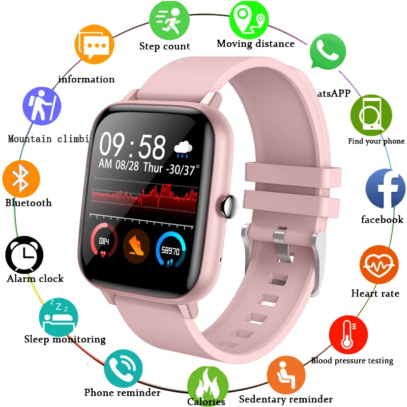 

LIGE полный сенсорный женские умные часы мульти-спортивный режим со смарт-часы для женщин монитор сердечного ритма вызовов через Bluetooth Смарт ...
