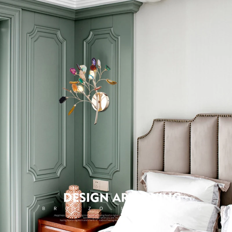 

Modern Agate Wall Light Creative Light Luxury Living Room Dining Room Aisle Bedside Simple Wall Lamp Colorful Design Wall Sconce