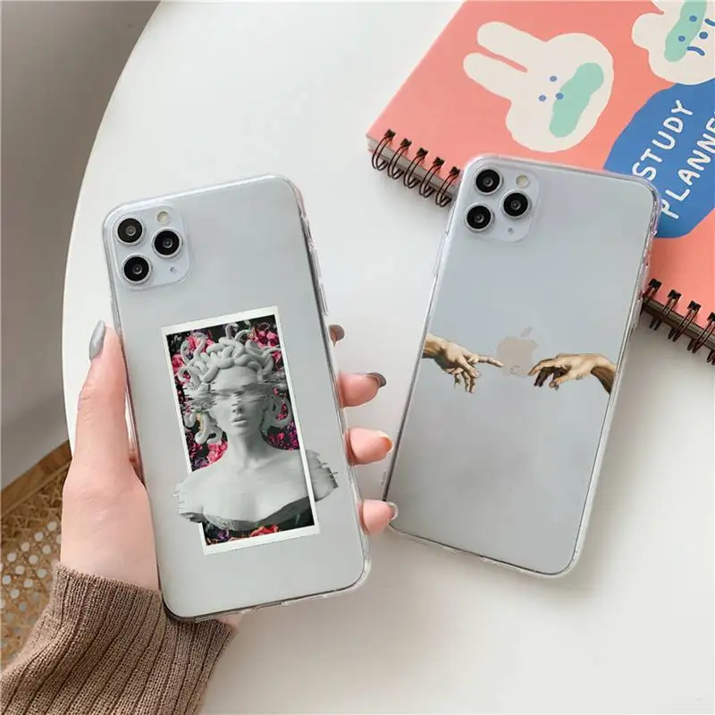 

Great Art Aesthetic David Mona Lisa Phone Case Transparent for iPhone 11 12 13 mini pro XS MAX 8 7 6 6S Plus X 5S SE XR 2020