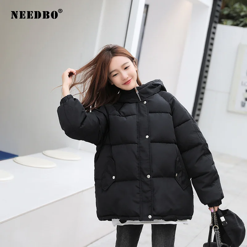 NEEDBO Winter Jacket Women Hood Plus Size Parka Casaco Cotton Ladies Puffer Female Coat Women Elegant Warm Parka Mujer Outwear
