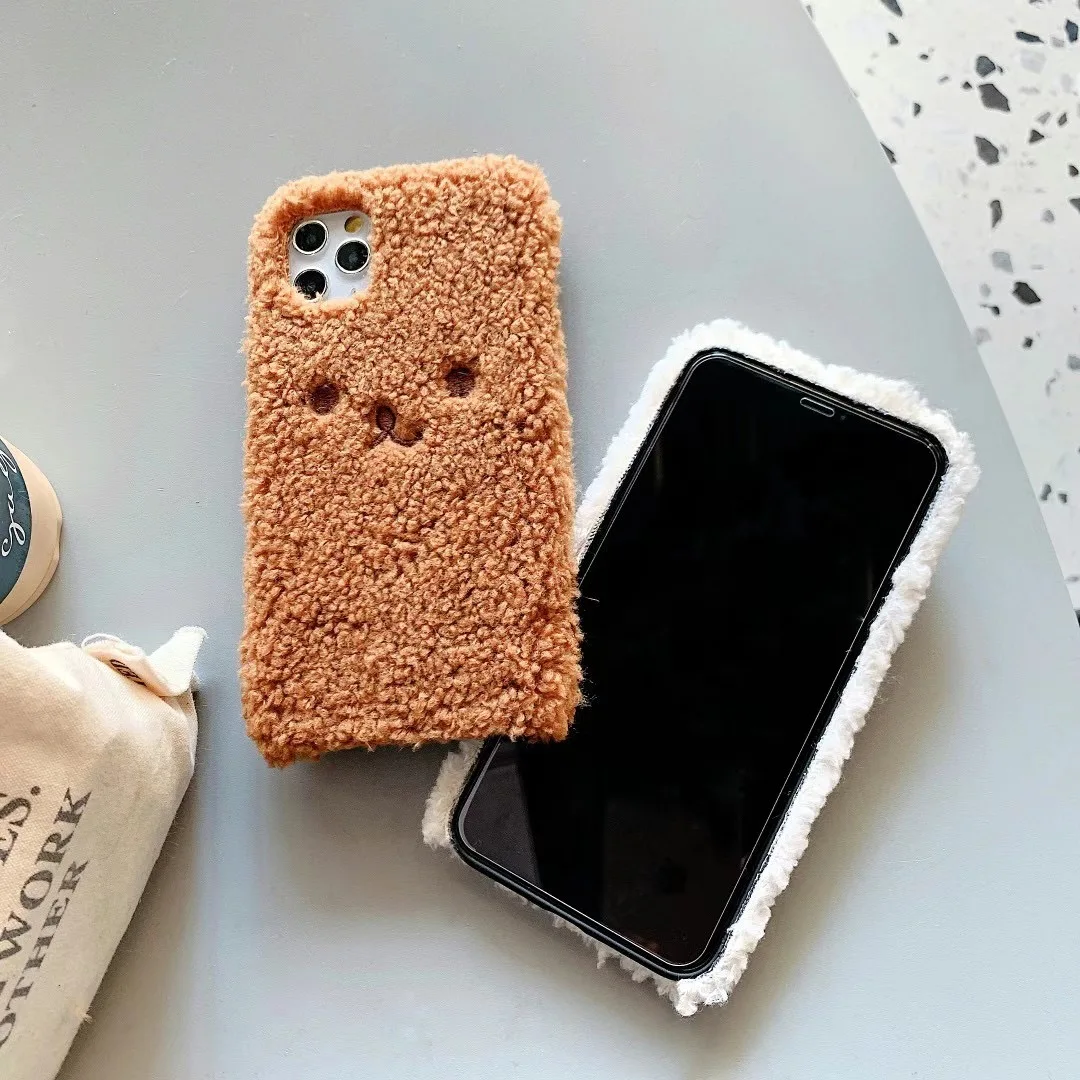 hot for iphone 13 12 pro 11 pro max x xs max xr 7 8 plus soft shell cute cartoon brown bear plush mobile luxury phone cases free global shipping