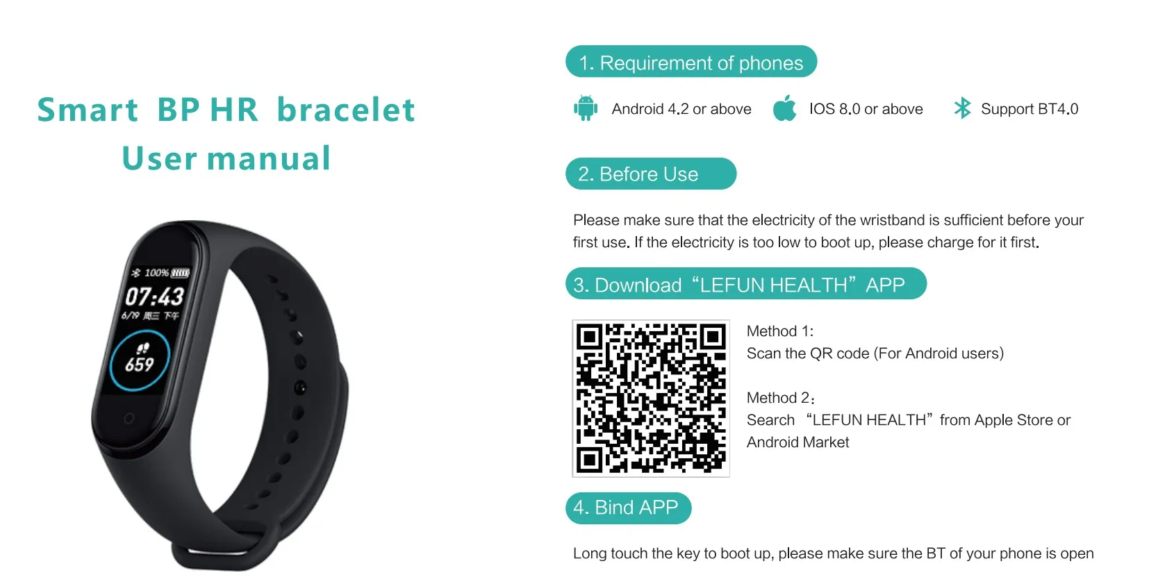 M4 смарт-браслет Bluetooth спортивные часы Смарт-браслет цветной экран водонепроницаемый пульсометр фитнес для Android IOS W9D0701