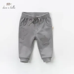 Детские длинные штаны для мальчиков dave bella, серые длинные штаны со звездами, штаны для младенцев, для весны, 2019