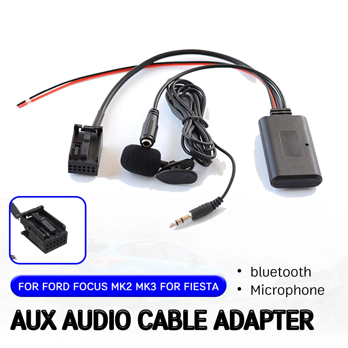 Bluetooth Aux приемник Кабель адаптер для Ford Focus Mk2 MK3 Fiesta Audio с микрофоном головное