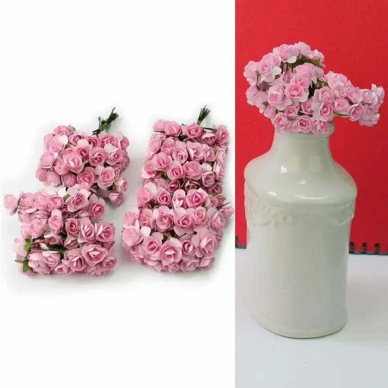 144 шт. миниатюрные бумажные розы искусственные цветы букет украшения для
