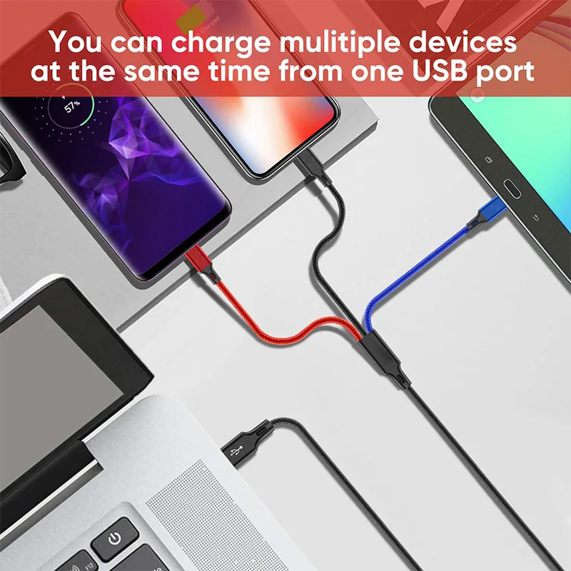 3 в 1 USB кабель для зарядки мобильный телефон Type C 3A быстрое зарядное устройство