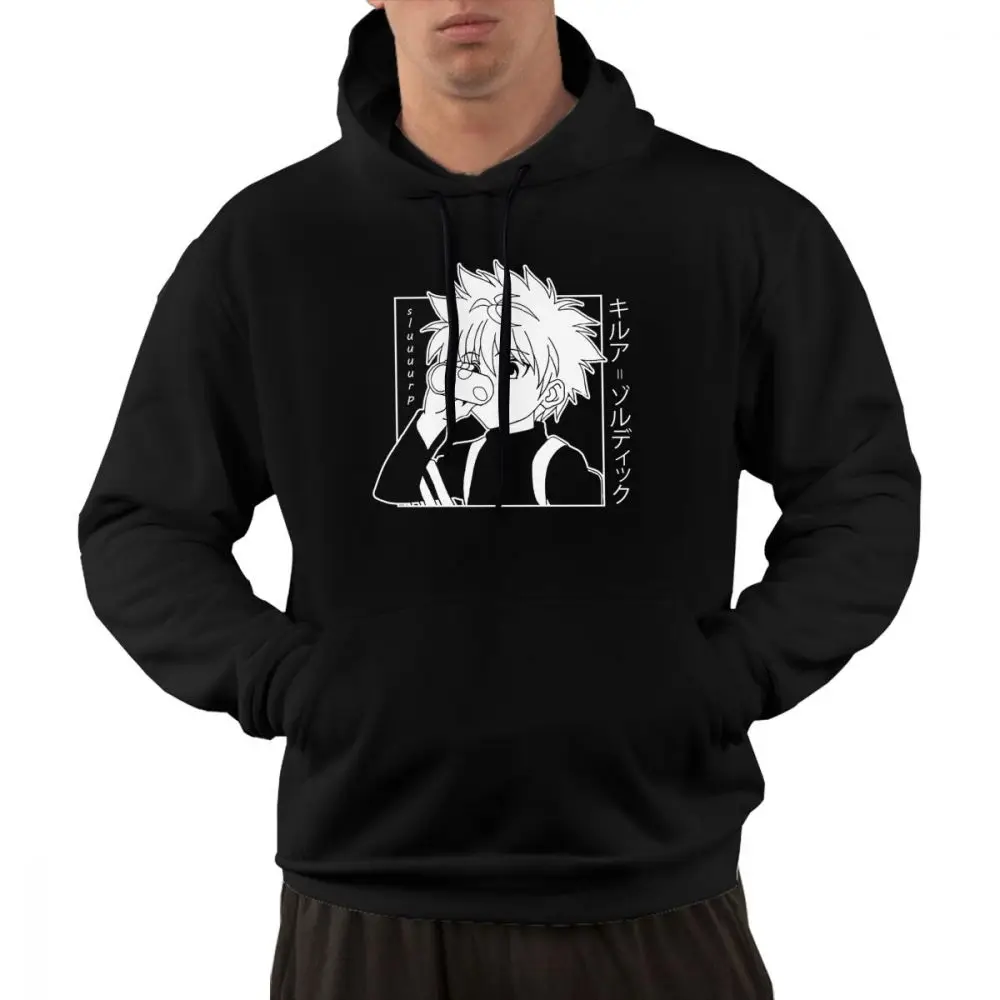 

Толстовка с капюшоном и карманами Hunter X Hunter, Мужская зимняя хлопковая бархатная толстовка с капюшоном, Модный пуловер Killua Zoldyck, свободная оде...