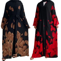dubai women muslim long sleeve kimono islamic jilbab flower casual loose open cardigan vintage robes ramadan dresses clothing