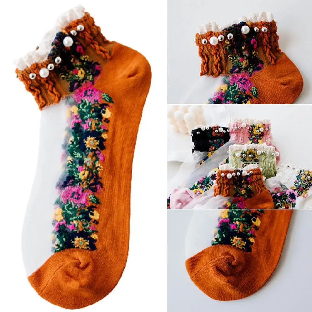 

Retro Ruffle Colorful Floral Cotton Socks Casual Novelty Ankle Lettuce Cuff Cute Socks Girls Turn Mujer Calcetines Edge Cre I2A1