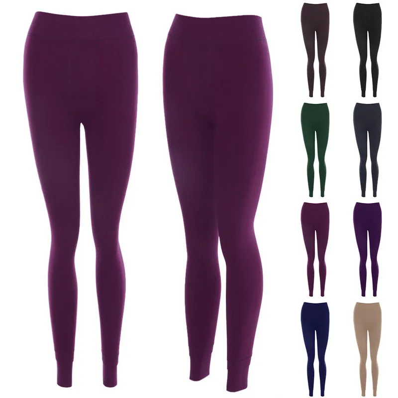 Теплые леггинсы с мехом внутри женские Зимние флисовые эластичные и